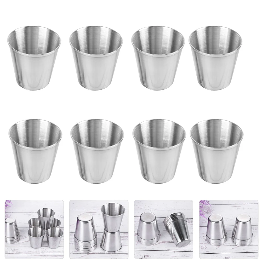 

6 Pcs Coffee Cup Stainless Steel Glass Shot Cups Bar Tumblers Drinking Vessels Spirits Portable Barware Silver Travel