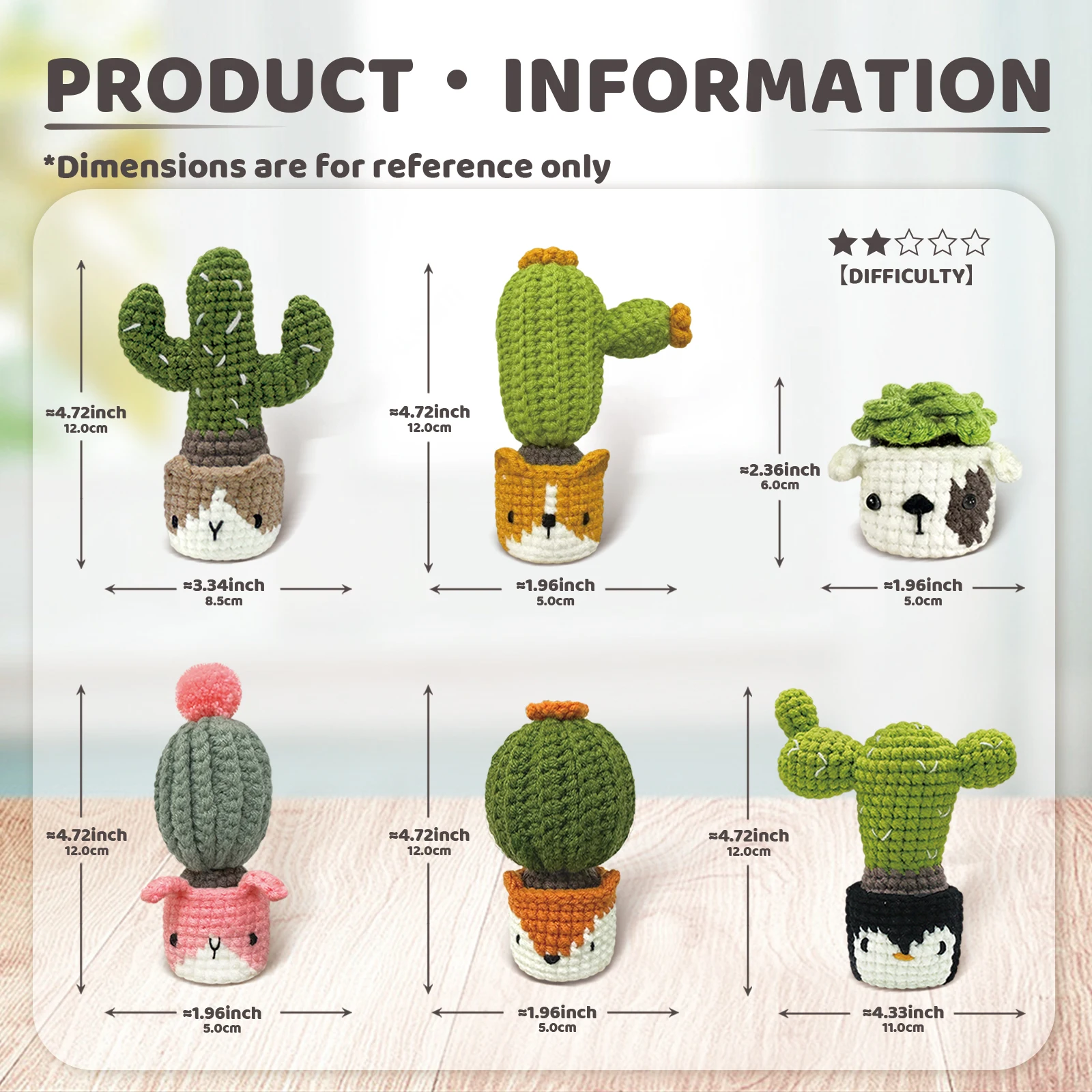 AMAXIN Plants Family Crochet Kit for Beginners-Cactus Cacti Learn to Starter Amigurumi Knitting Kit and Yarn Craft Ki