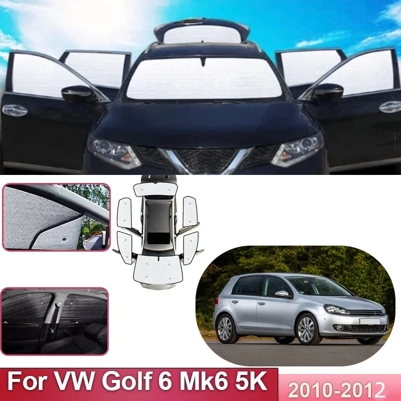 Pare-soleil complet anti-UV pour Volkswagen VW Golf 6 Mk6 5K 2010-2012, couvre-pare-brise réfléchissant, accessoires automobiles