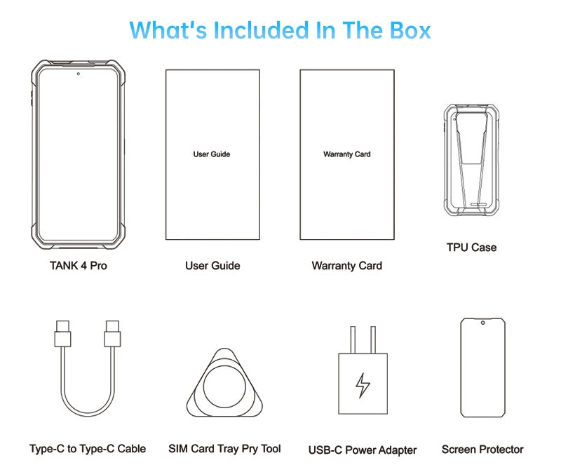 【Ships from US】Unihertz by 8849 Tank 4 Pro 5G AI Rugged Phone Built-in 720P Projector Dimensity 8300 32+512GB 3K AMOLED 11600mAh