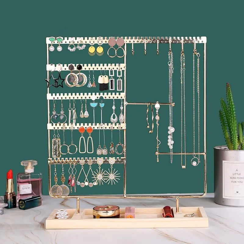 

Многофункциональная стойка для сережек, ожерелье, кольцо, стеллаж для хранения, съемное деревянное дно, женский браслет, часы, ювелирная стойка