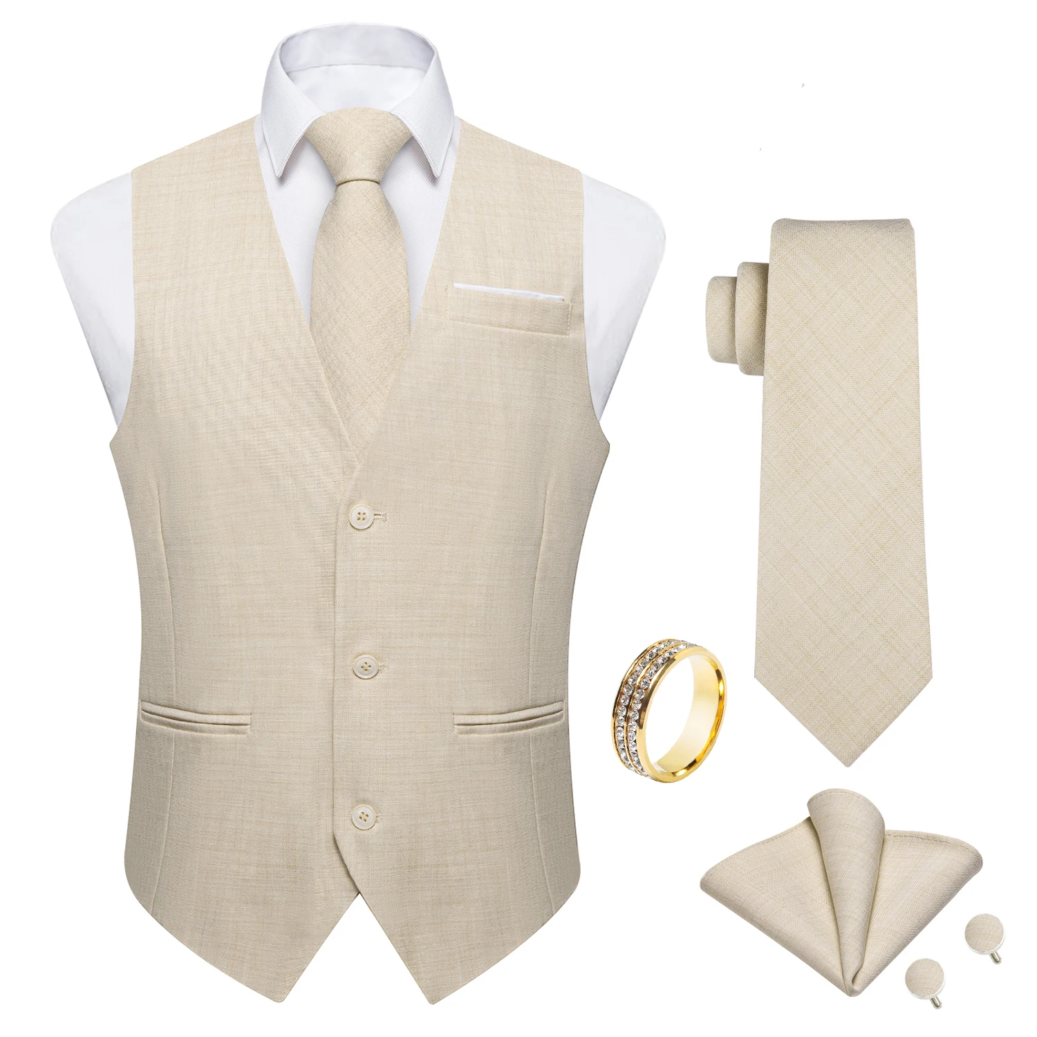 طقم من 5 قطع: صدرية كتان بيج ب - مراجعة Pocket Square Set وسعره