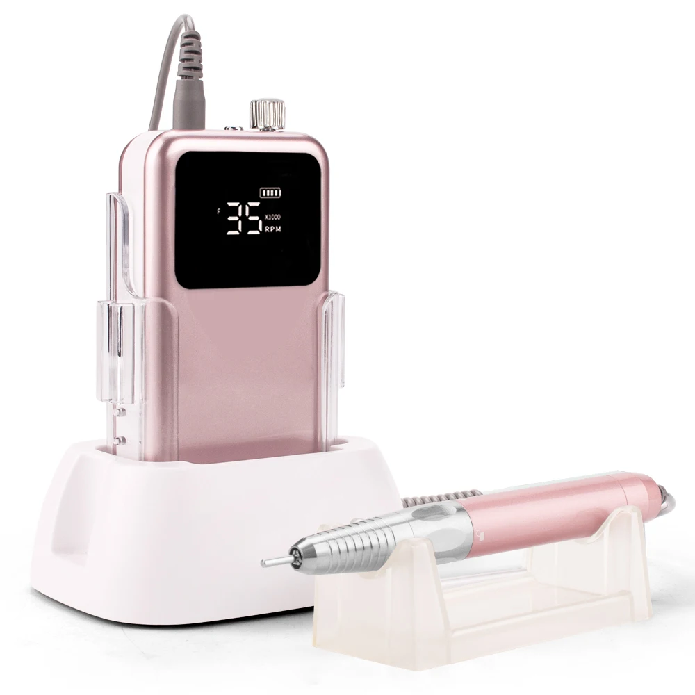 New Portable Desktop Brushless Cordless Nail Drill Machine 35000RPM Rechargeable Manicure Electric Nail File Drill