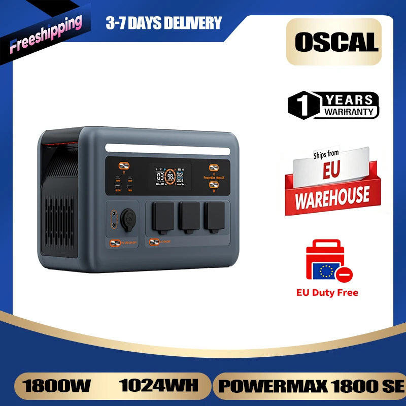 OSCAL PowerMax 1800SE Tragbare Powerstation, 1024Wh LiFePO4-Akku …