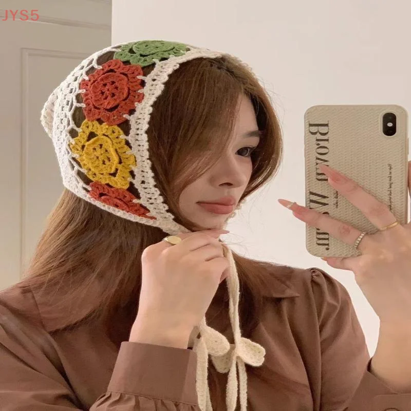 Bohemian Handmade Crocheted Knitted Head Wrap Hat Female Eth