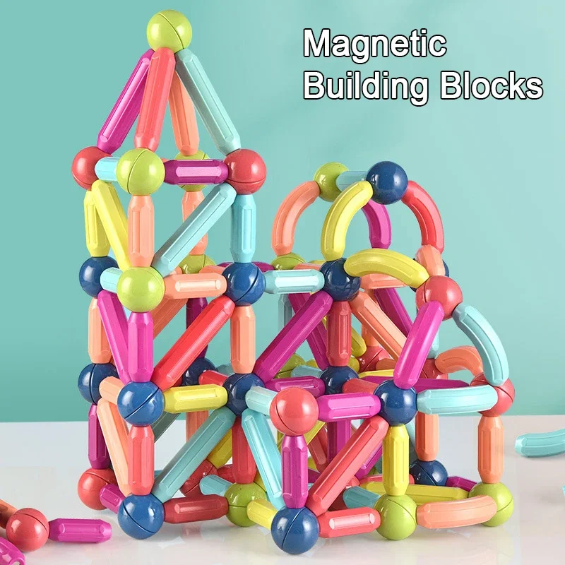 แม่เหล็กแม่เหล็ก Stick Rod Building Blocks Constructor บล็อกชุดของเล่นเด็ก Montessori ของเล่นเพื่อการศึกษาสําหรับของขวัญเด็ก