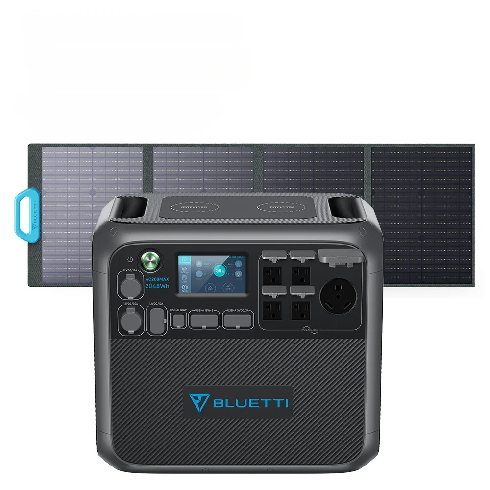 Bluetti AC200MAX+PV200 Solar Generator Kit Solar Panels 2kW Lithium Power Station Portable Solar Lifepo4