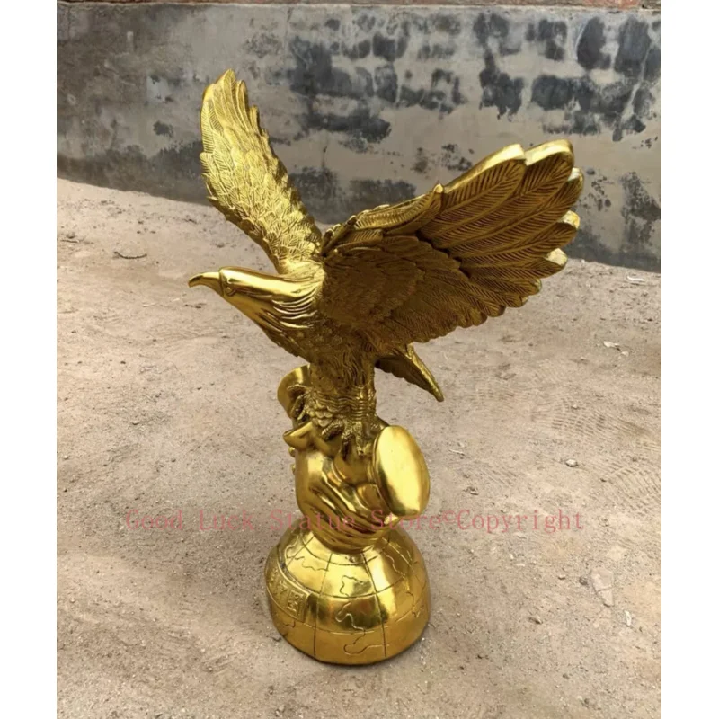 51CM large 2024 HOME Company TOP decoration Recruit money wealth good luck Success Auspicious gold Eagle Falcon hawk copper