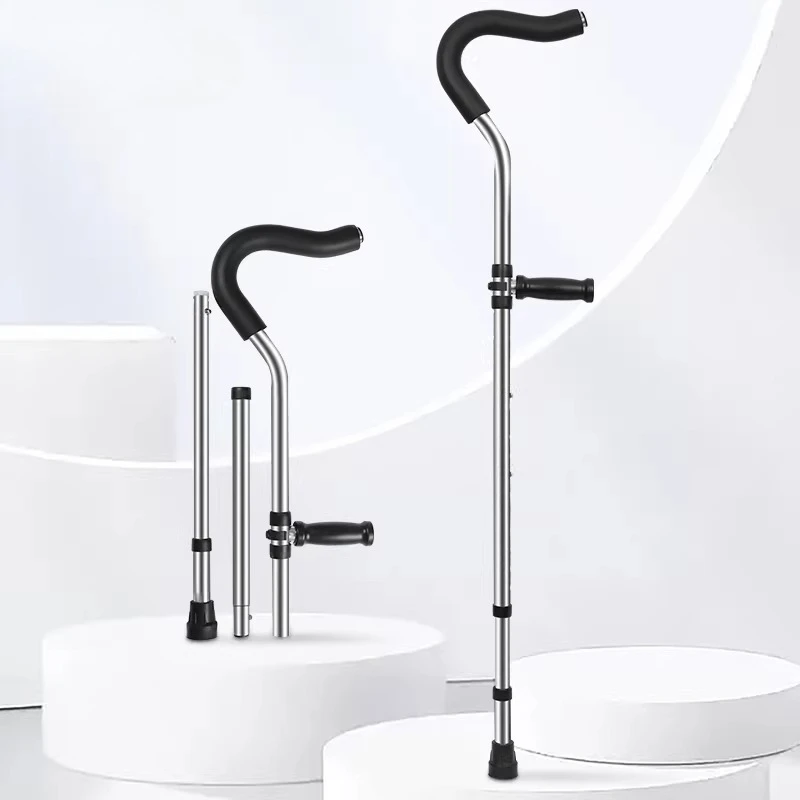 F-Type Dual Underarm Crutches for Adults, Detachable Cane Adjustable Mobility Aids, Spring Assist Ergonomic Walking Support