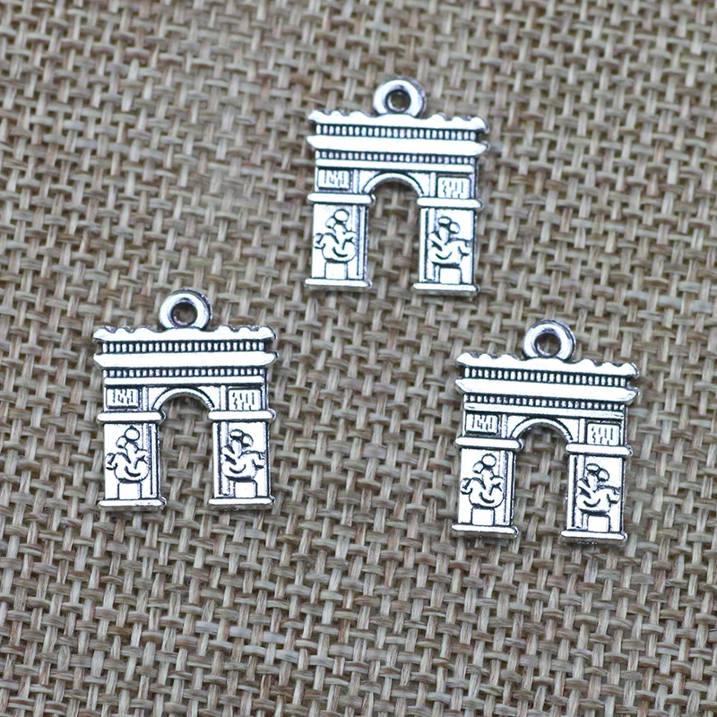 20 Pieces 15*18mm Mixed Alloy Antique Silver Color Triumphal Arch Charms Vintage Pendant Accessory For DIY Jewelry Making