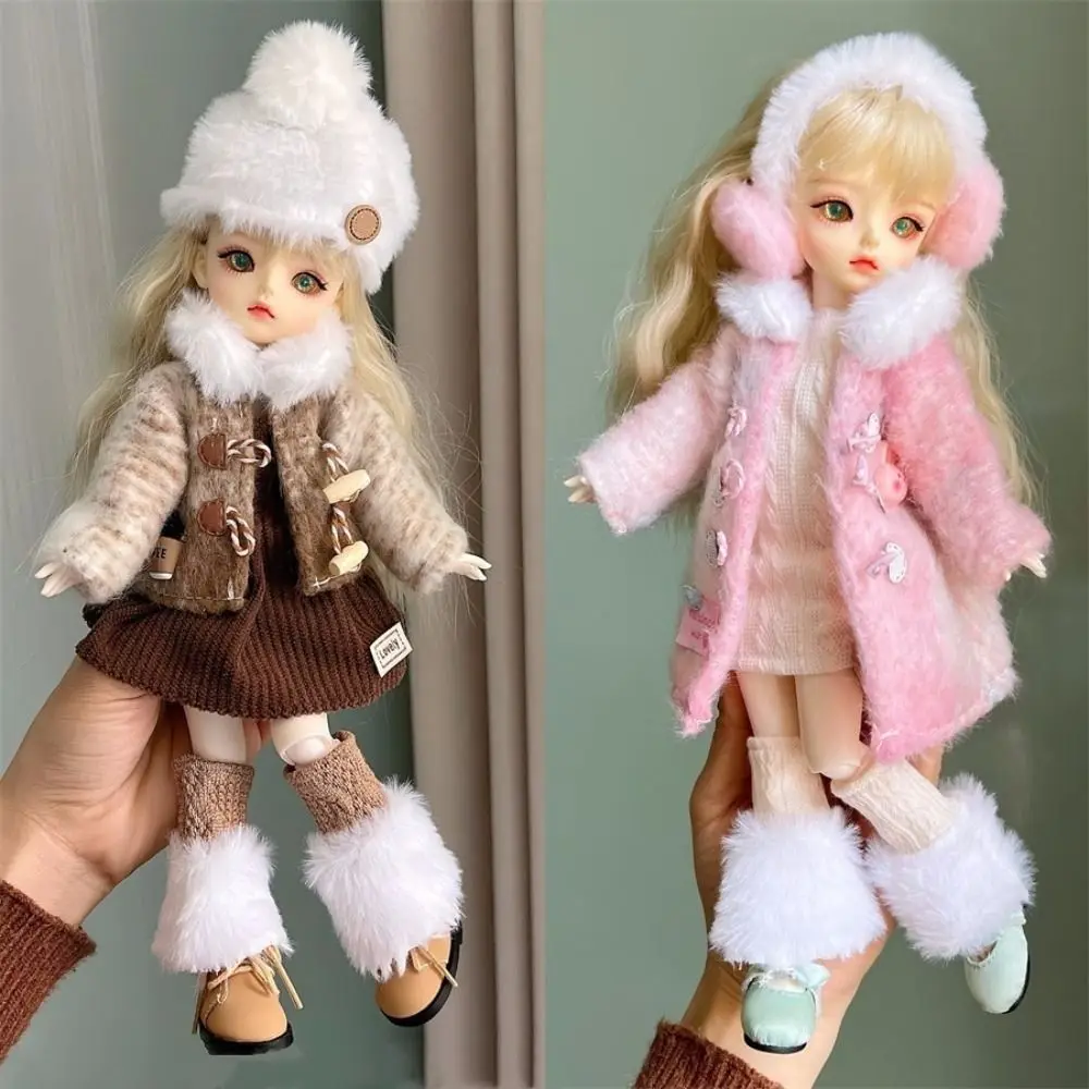 

Модное красивое платье для куклы 30 см, одежда для куклы, пальто, шапка, повседневная одежда, зимний костюм для куклы, ручная работа, наряды для куклы 1/6, аксессуары для кукол