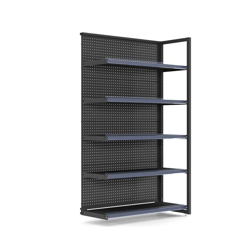 custom.Heavy Duty Single-Sided Steel Supermarket Rack Freestanding Display Shelf Durable Design