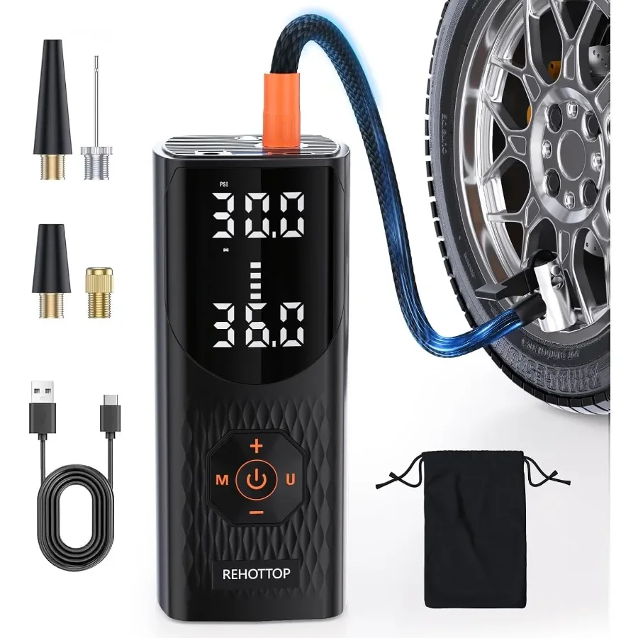 

Portable Air Compressor for Car Tires 160 PSI Cordless Air Pump with Digital Pressure Gauge LED Light Auto ShutOff 5X Fast Infl