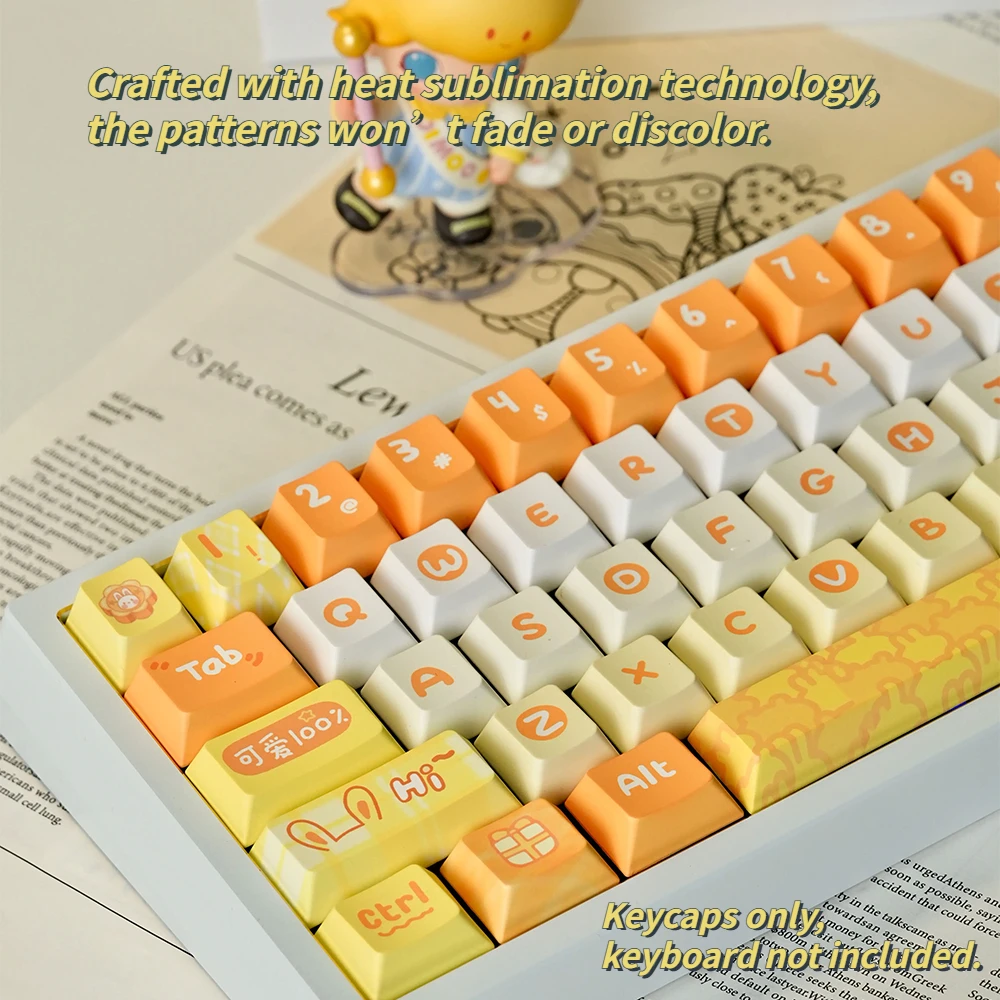 New PBT Keycaps 120Key, Set Cherry Profile PBT 5-Side Dye-Sublimation Anti-Shining Fit 61-108 Keyboards
