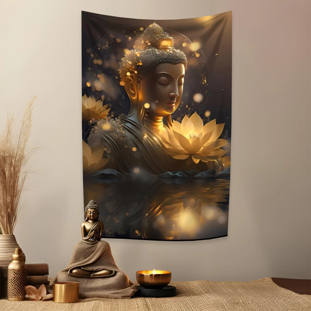 Zen Buddha Art Decorative Painting Living Buddha Hanging Flag Painting Sakyamuni Buddha Canvas Wall Art Poster