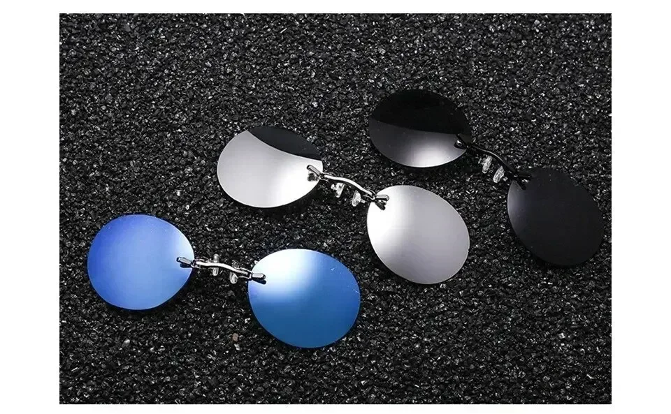  VIEWRING1-2PCS Clip-On-Nasenbrille, runde, randlose Matrix-Morpheus-Sonnenbrille, Mini-Brille ohne Rahmen, Vintage-Herrenbrille – Detail 1