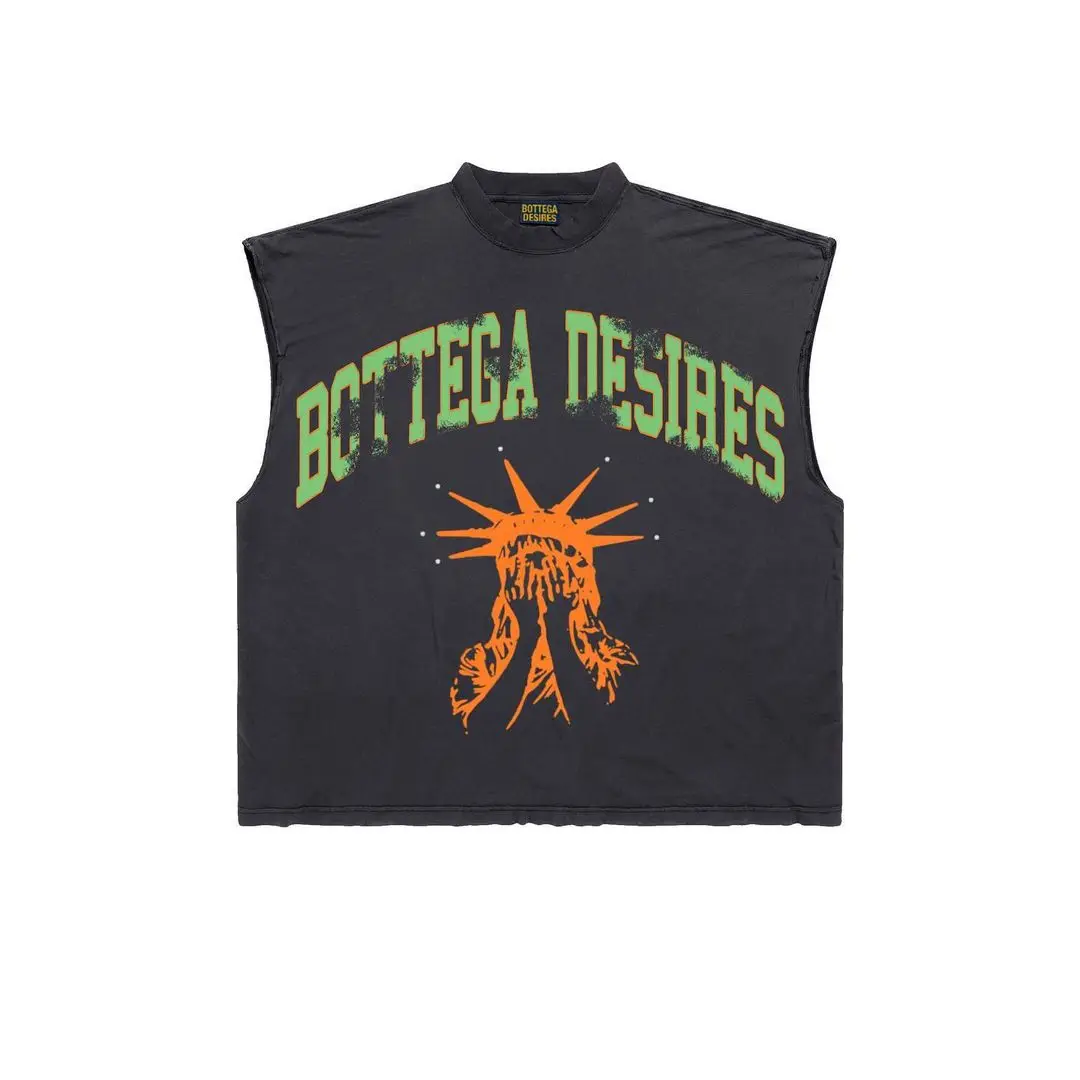 バリティプリントのメンズアメリカン,ノースリーブTシャツ,ルーズバスケットボールベスト,y2kストリート,ヒップホップ,トレンディ,夏