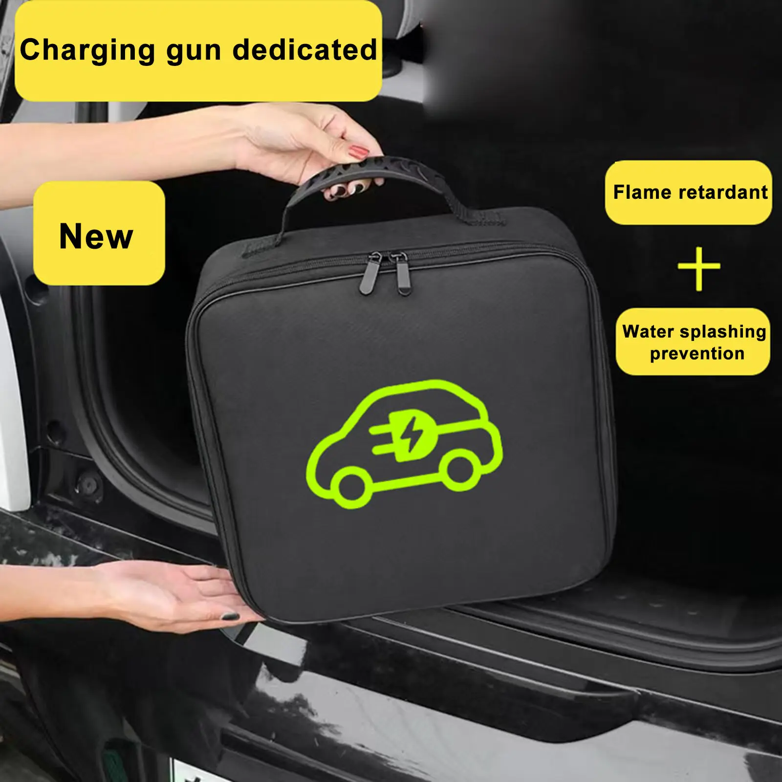 600d 36*36cm Ev Car Charging Cable Storage Bag Charger Plug And Socket Pouch New