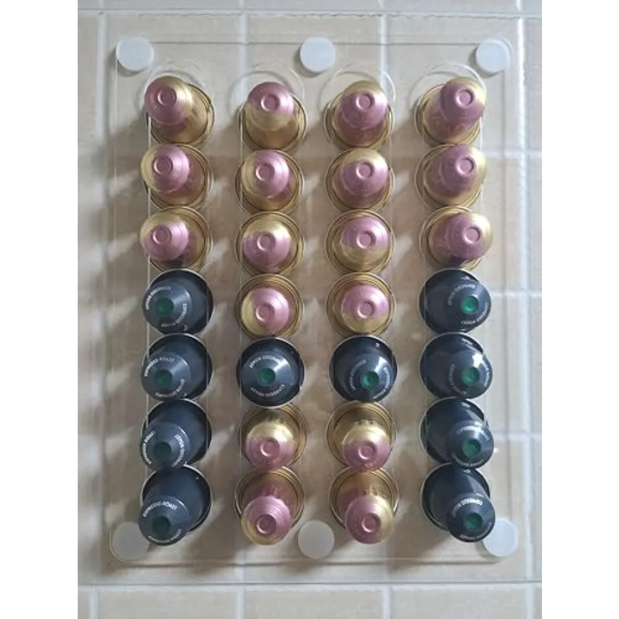Acrylic Capsule Holder for Nespresso Pods Holds 28 Pods-Pack of 2 Pieces Incompatible with Vertuoline