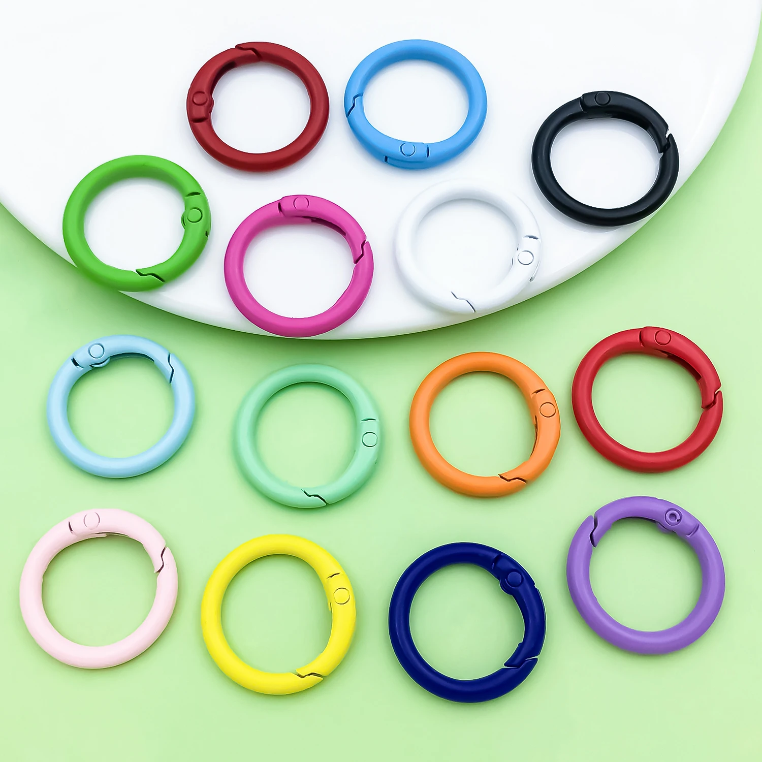 20pcs 24mm Matte Spring O Rings Colored Open Jump Key Rings Buckle Connector For DIY Keychain Bag Charm Jewelry Making Supplies