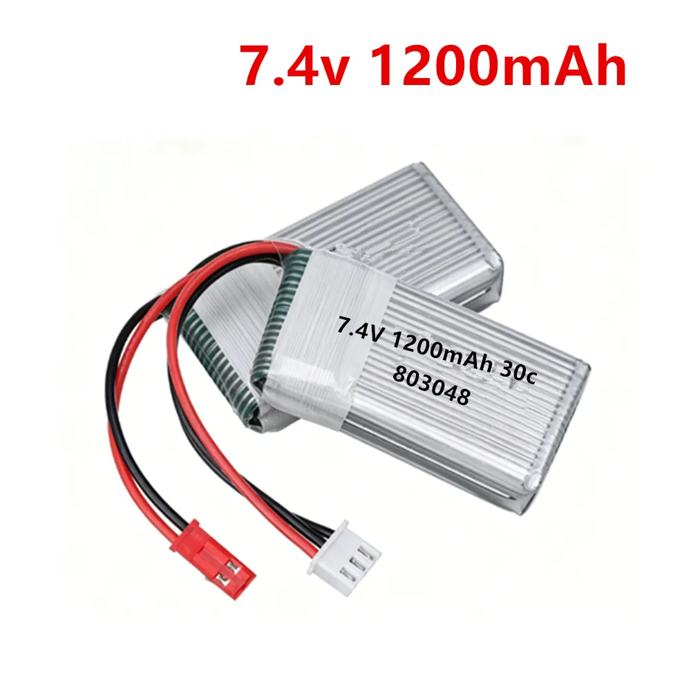 7.4V 1200mAh 30c Lipo Battery For MJXRC X600 F46 X601H JXD391V RC Quadcopter Helicopter Drone 7.4V 2S 803048 battery JST plug