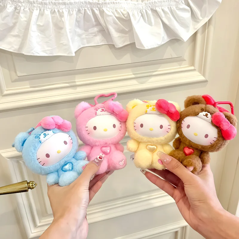 

Genuine Sanrio Hello Kitty Teddybear Pajamas Series Plush Vinyl Mystery Box Kawaii Keychain Decor Desktop Figurine Birthday Gift