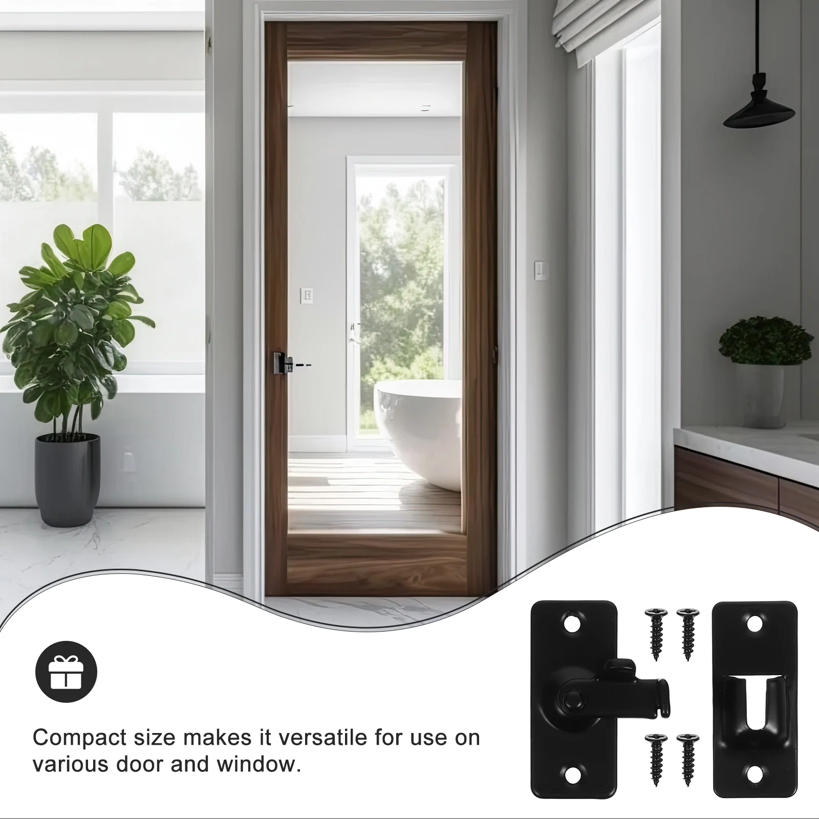 

1Set Black Garden Gate Latch Stainless Steel 90 Degree Door Lock Hasp Durable Safety Door Hook Lock Garden Gate Latch