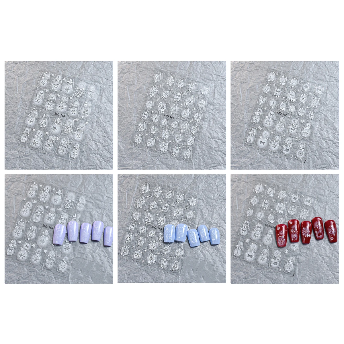 3/6 Sheets 5D Snowflake Nail Art Stickers White Christmas Winter Embossed Nail Decals for Women DIY Manicure Decorations