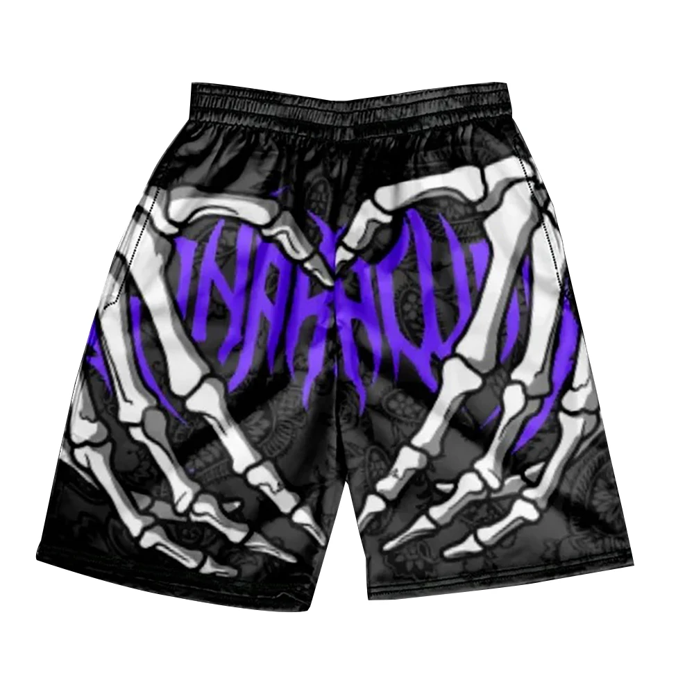 New Summer Men Skull Shorts Kids Harajuku Beach Shorts Boys Girls Sports Breathable Shorts Adult Hip Hop Short Pants Streetwear