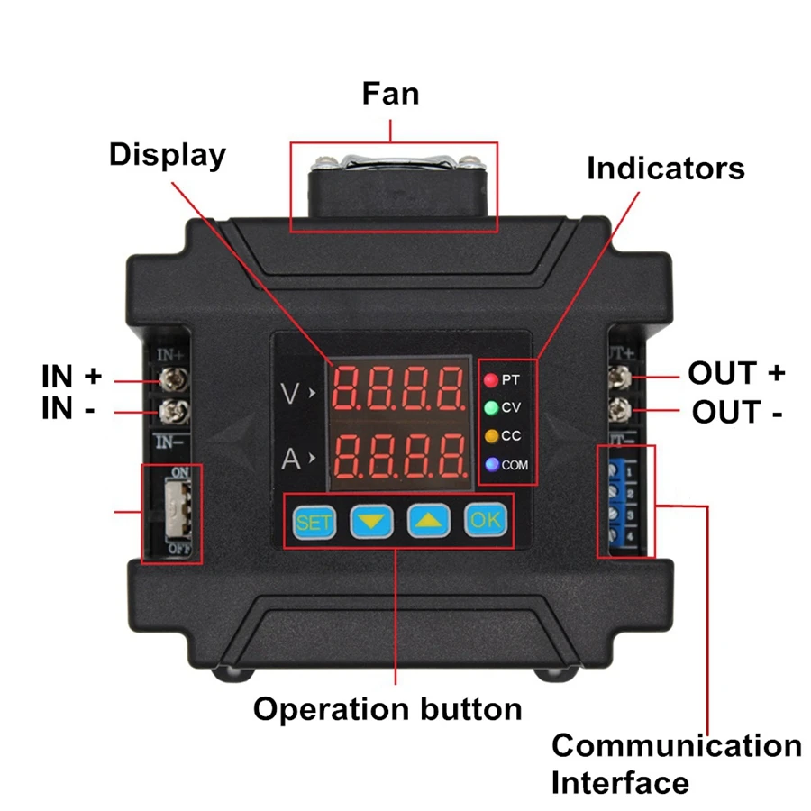 DPM8650-485RF 60V 50A Remote Control Voltmeter Power Supply Solar Charging Constant Current Converter 485 Communication LCD