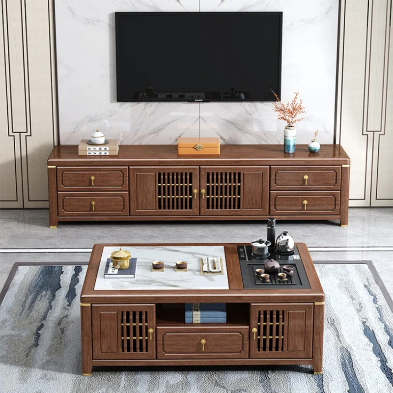 Solid Wood Multi-Functional Kung Fu Tea Table Living Room Small Apartment Walnut Table Tea Table Integrated Tea Making Table