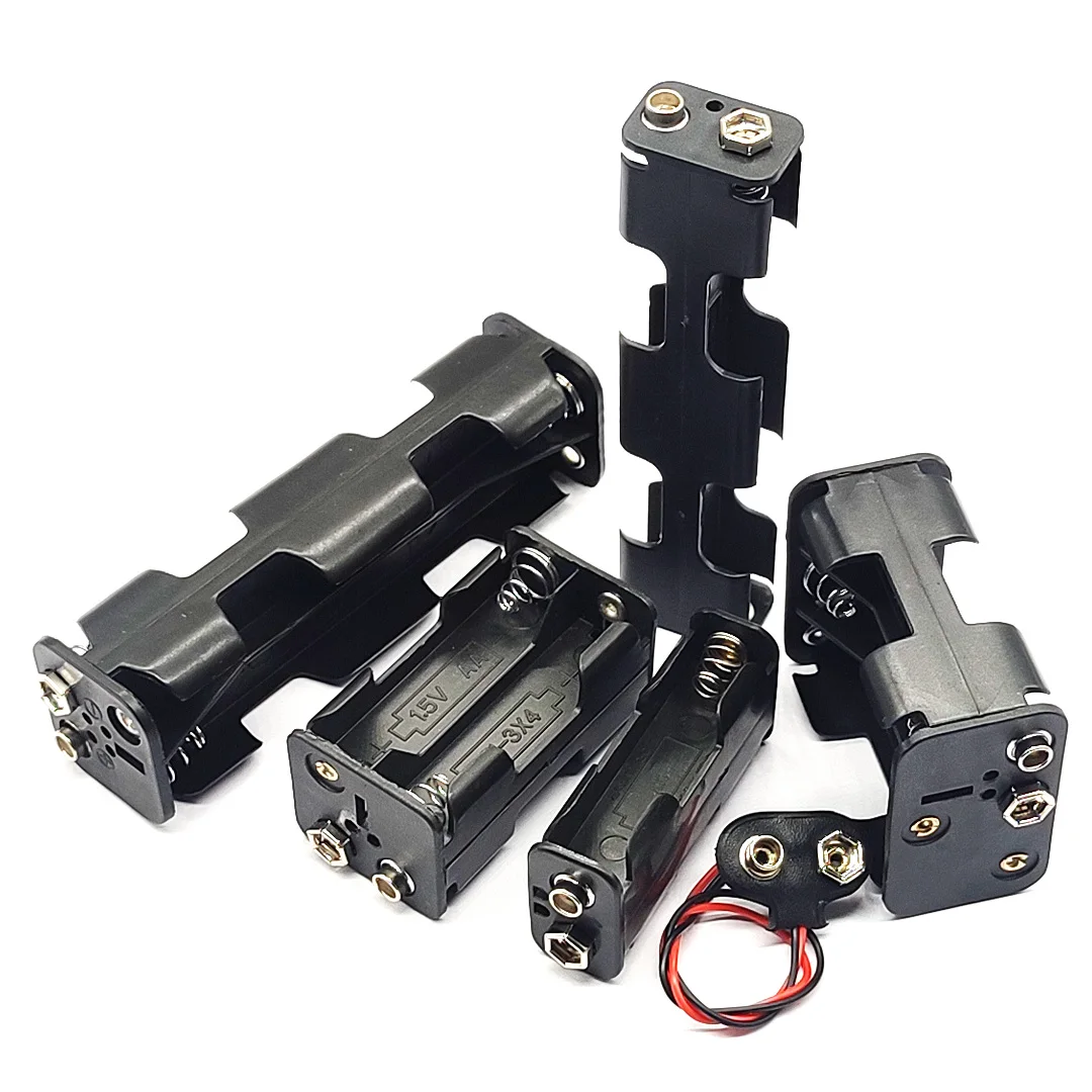 AA Battery Holder With 9V Buckle AA Battery Box With 9V Battery Button 2/4/6/8 Slot AA Battery Case Series Connection DIY