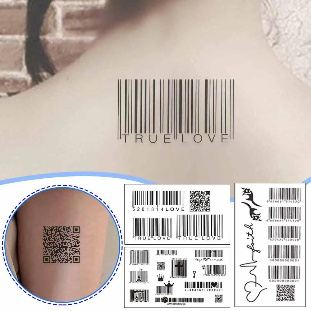 Tattoo Sticker Waterproof Body Art Sex Waterproof Temporary Tattoos For Men And Women Individuality 3D Barcode Design