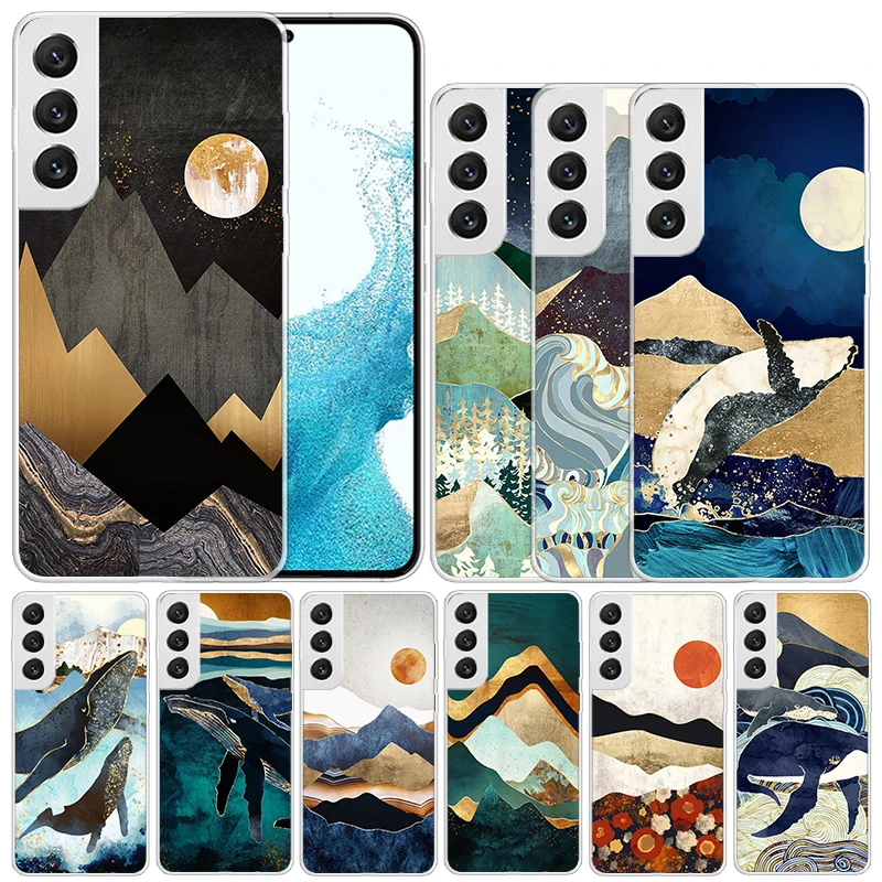 Luxury Ink Painting Soft Cover for Samsung Galaxy S23 S22 S21 Ultra S20 FE S10 Plus Print Phone Case S10E S9 S8 + Pattern Coque