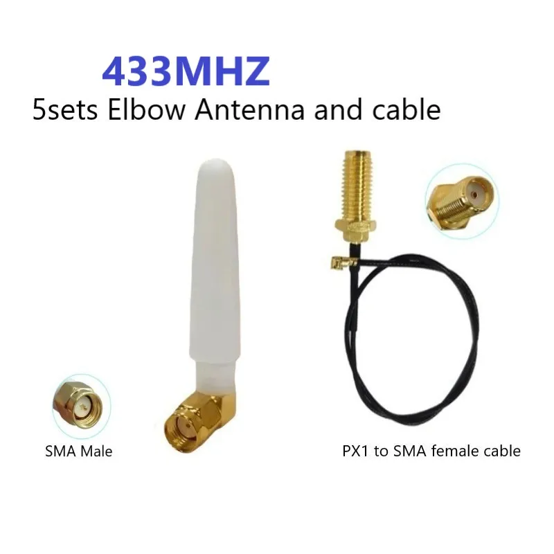 433-MHz-Antenne mit 3 dBi Verstärkung, weiß, gerader/gebogener SMA-Stecker (PX1) auf SMA-Buchse, 5 Stück, für LoRa/LoRaWAN 433-MHz-Meshtastic-Netzwerk – Detail 4