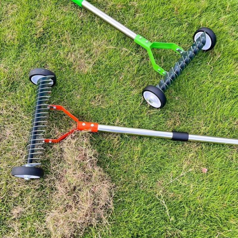 Weeding Roller Rake with Wheel for Lawn Dry Grass Leaf Removal Garden Soil Loosening Landscape Cleaning Hand Tool Garden Tools view 4