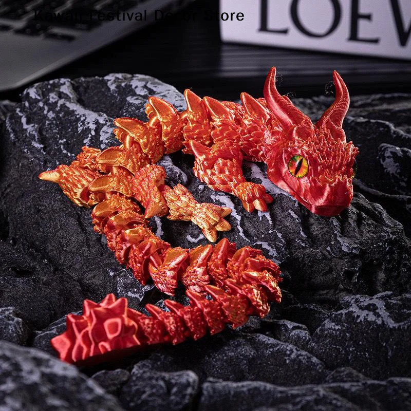 3D Printed Magic Dragon Movable Joint Fidget Toy Rotatable Articulated Office Desktop Ornament Adults Kids Halloween Toy Crafts