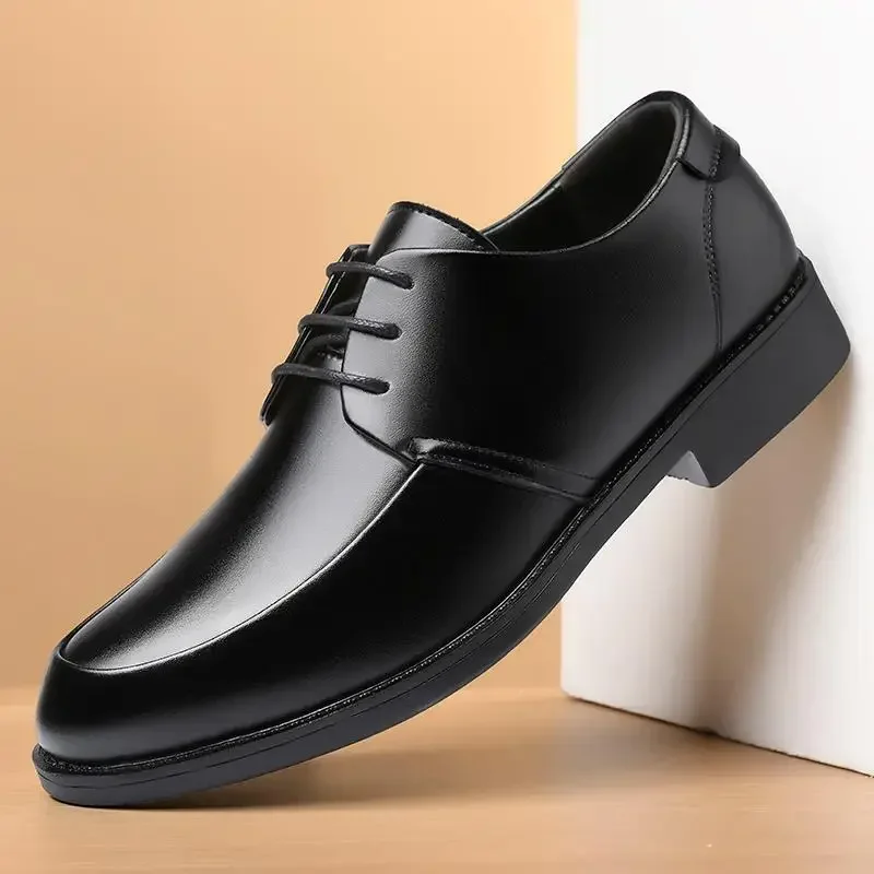 Chaussures de mariage pointues en cuir pour hommes, faites à la main, trempées, affaires, luxe, nouveau