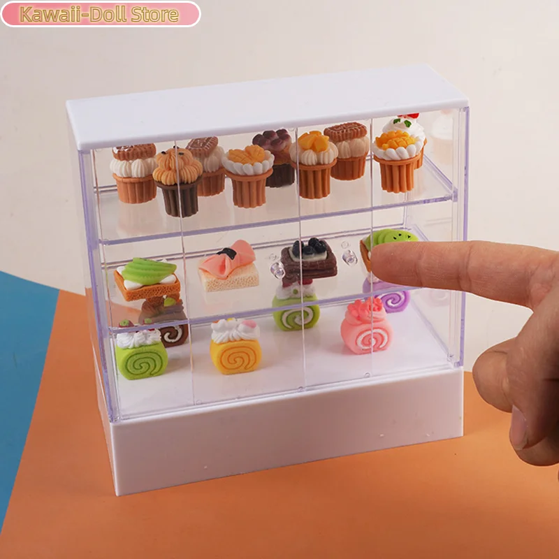 دمية مصغرة كعكة مخزن الديكور مخبز حامل عرض الغذاء نموذج اللعب منزل لفتاة هدية لعبة المطبخ