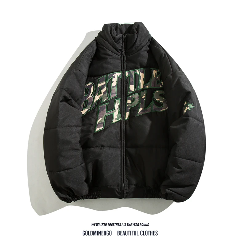 

Хлопковая куртка в стиле ретро в стиле хип-хоп с вышивкой, повседневная куртка с воротником-стойкой и свободной посадкой, молодежное длинное пальто све