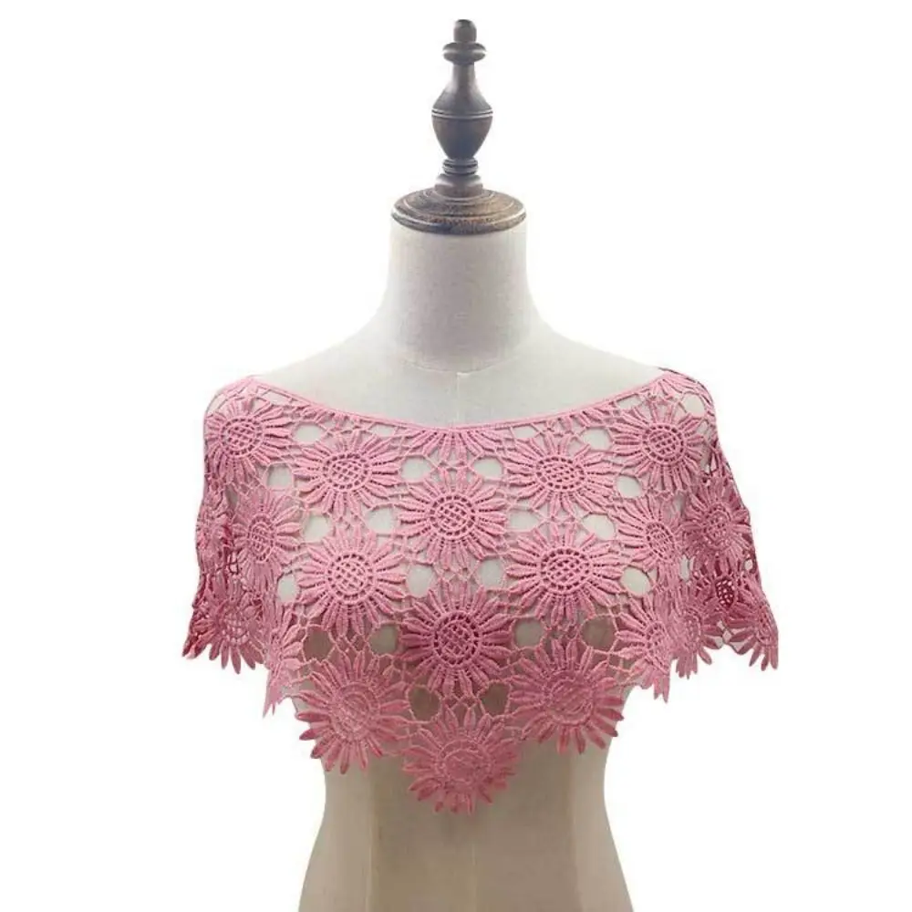 Dulce creativo cuello de ganchillo falso encaje de tul DIY chaleco calado aspecto en capas chal de encaje desmontable Poncho accesorios de ropa