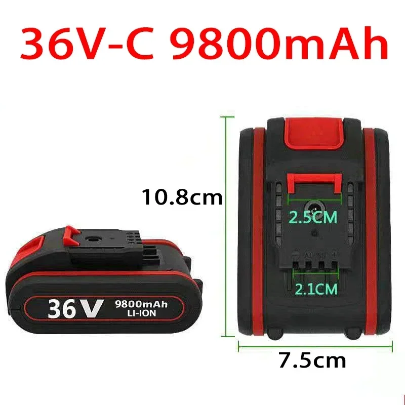 New 21V 36v 9800mAh Electric drill tool  rechargeable lithium battery electric screw driver electric drill Li-ion battery