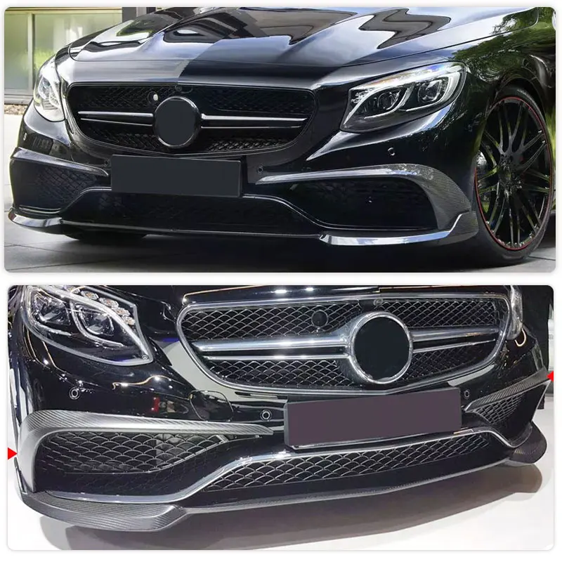 Carbon Fiber Car Front Bumper Lip Spoiler for Mercedes-Benz S Class S500 S550 Coupe 2014-2017 Front Apron Lip With Splitters FRP