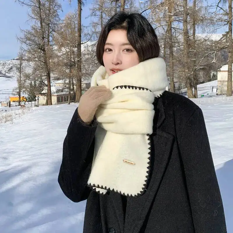 

Элегантный пушистый шерстяной шарф с краями Ed Edge, унисекс, зимний комфортный теплый шейный платок, женские дорожные лыжные шарфы