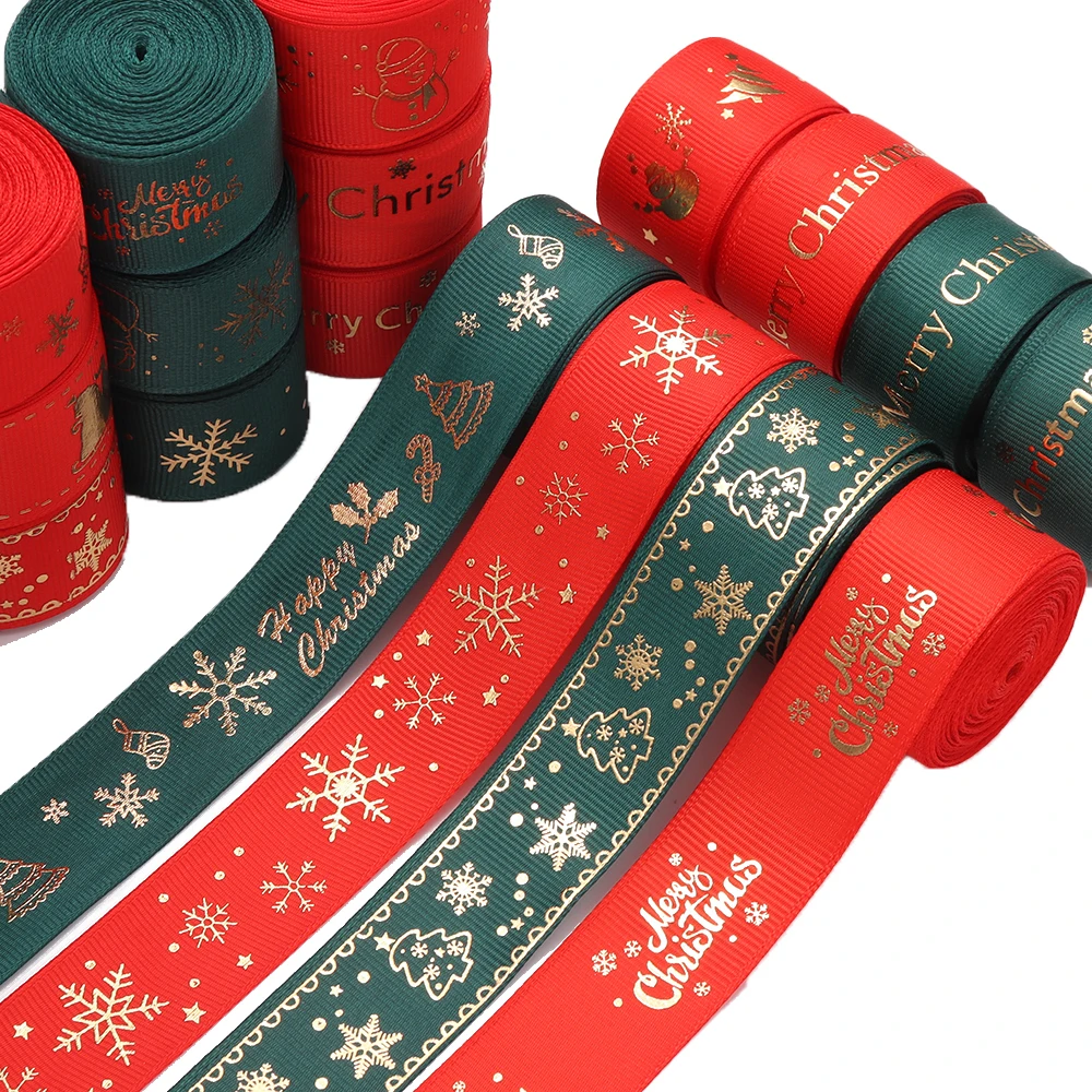 5 Yards 25mm Weihnachtsband Bedrucktes Weihnachts-Polyesterband für handgemachte Schleifen, Weihnachtsfeierdekoration, DIY-Geschenkverpackung – Detail 3