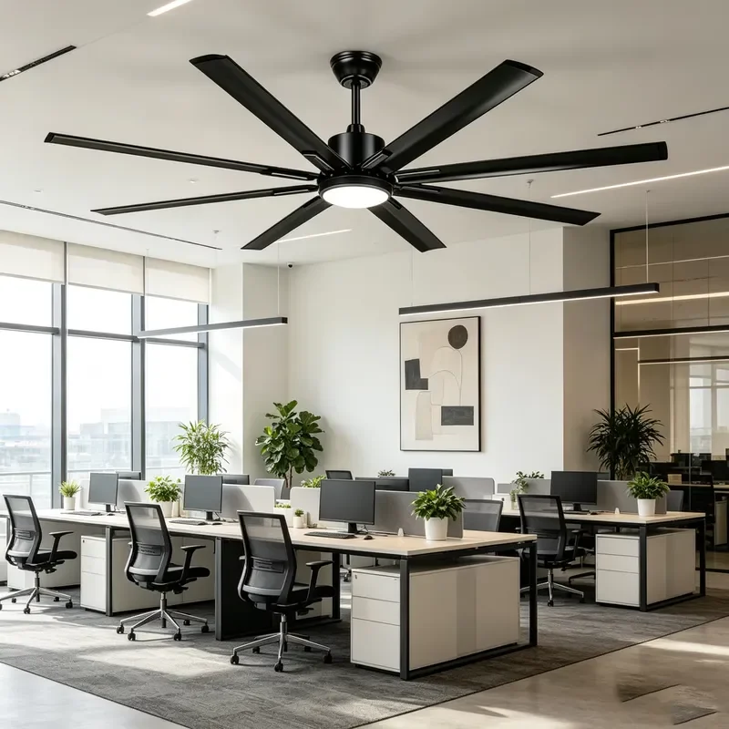 96 Inch Industrial Ceiling Fan with Light, Quiet BLDC Motor, 8 Aluminum Blades, Reversible for Commercial Spaces
