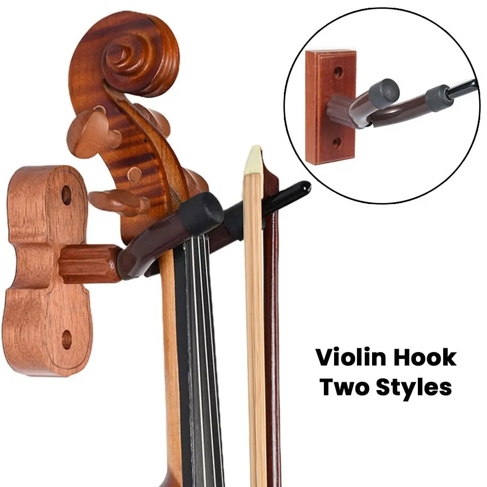 Professional Wood Base Violin Hanger Hook Wall Mount Non-slip Violin/Viola Stand with Bow Hook Violin Display Rack Violin/Viola