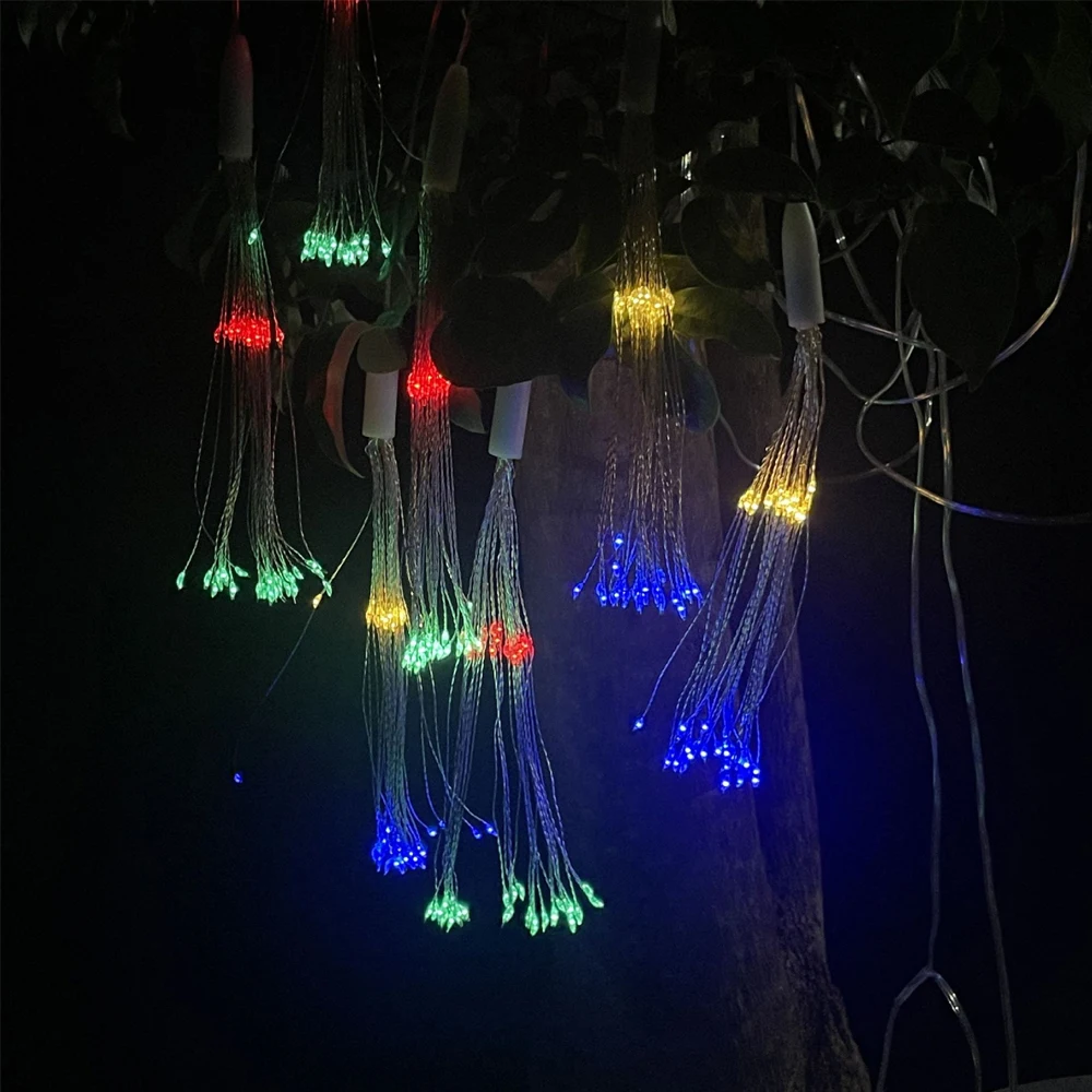 Arbre de noël suspendu feu d'artifice lumière chaîne de glace fée lumières bricolage Starburst lampe pour jardin guirlande de noël Festival
