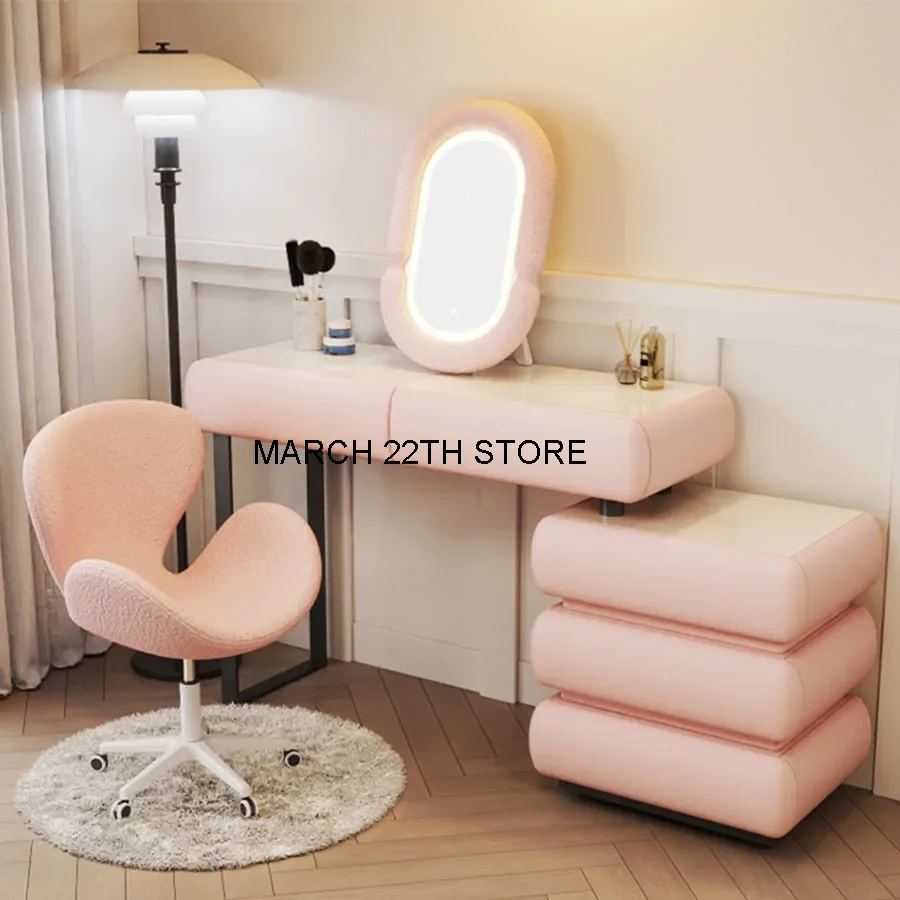 Women Vanity Table Corner Placement Mobile Makeup Artist Elegant Compact Teenager Dressing Table Storage Kommode Home Furniture