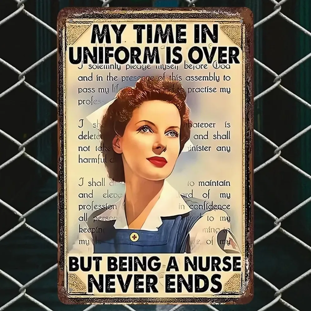 هدية ممرضة وديكور منزلي - لافتة حديد عتيقة من RetroNurseVibe مع اقتباس ملهم #6